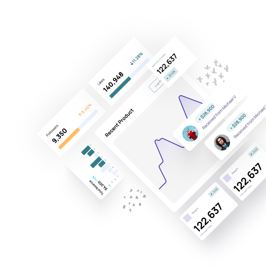SaaS dashboard illustration showing graphs and metrics for an ecommerce platform